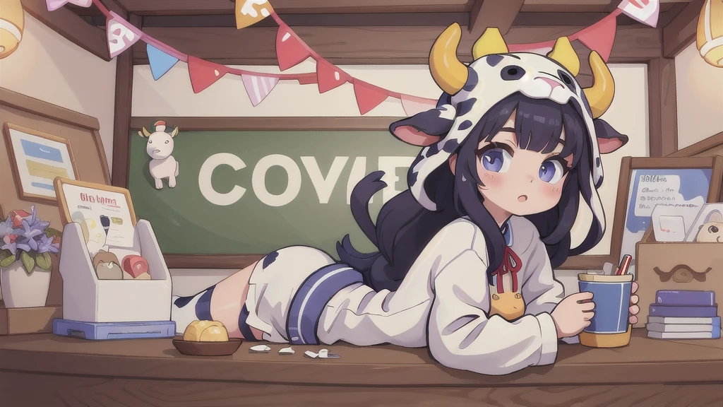 Woman wearing a cow costume Streamer
