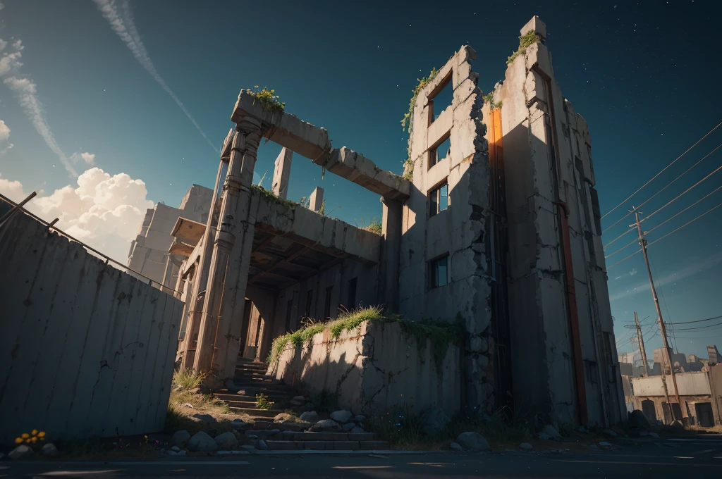 masterpiece, best quality, high quality, Extremely detailed CG unity 8k wallpaper, ruins, sky, No humans, Award-winning photography, Bokeh, Human Development Report, bloom, Chromatic Aberration ,Reality,Extremely detailed, Popular on ArtStation, Popular on CGsociety, complex, High Detail, dramatic, midjourney's Artwork,
