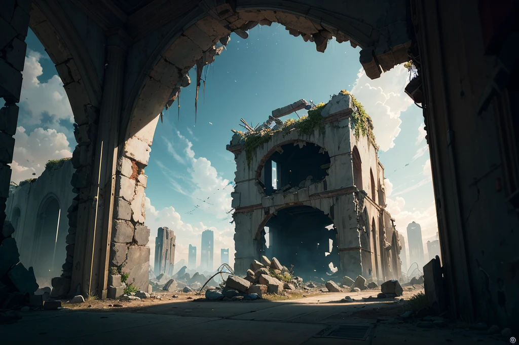 masterpiece, best quality, high quality, Extremely detailed CG unity 8k wallpaper, ruins, sky, No humans, Award-winning photography, Bokeh, Human Development Report, bloom, Chromatic Aberration ,Reality,Extremely detailed, Popular on ArtStation, Popular on CGsociety, complex, High Detail, dramatic, midjourney&#39;s Artwork,