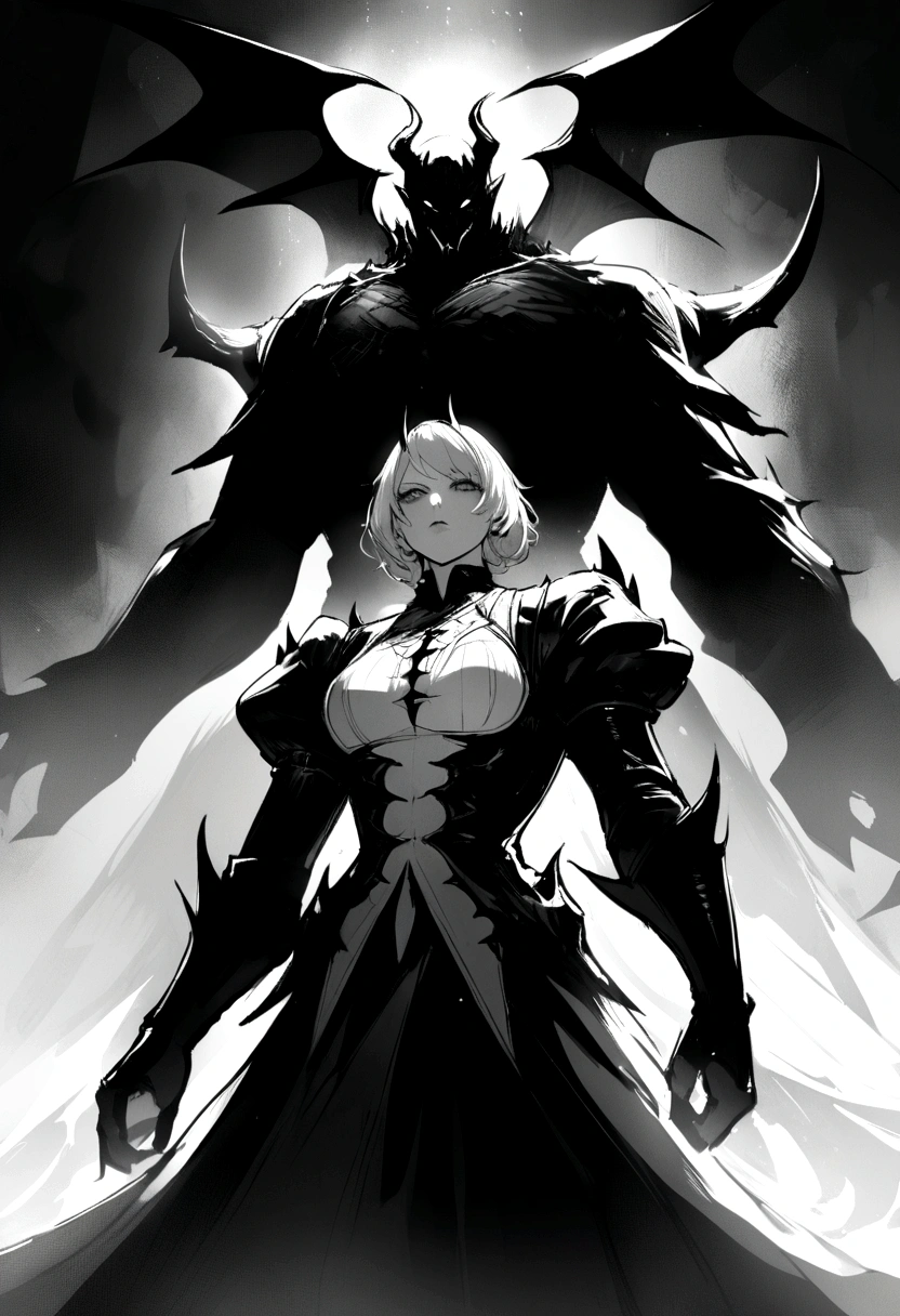 Black and white aesthetic demon