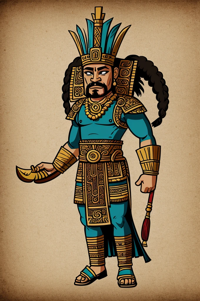 Mayan king caricature simple drawing full body