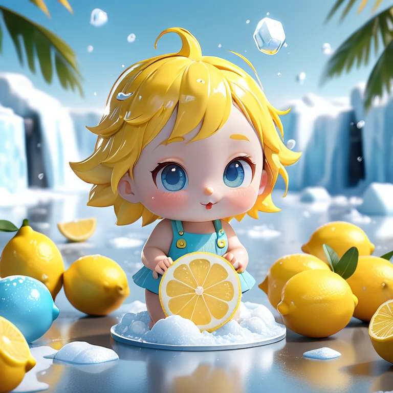 baby, ice, lemon, special function, Blind box styles and popular styles in the market, The sun shines in, Octane Render and Blender, super quality, sharp features, Ultra HD and 8K resolution,Cool hand-drawn illustrations,fly away