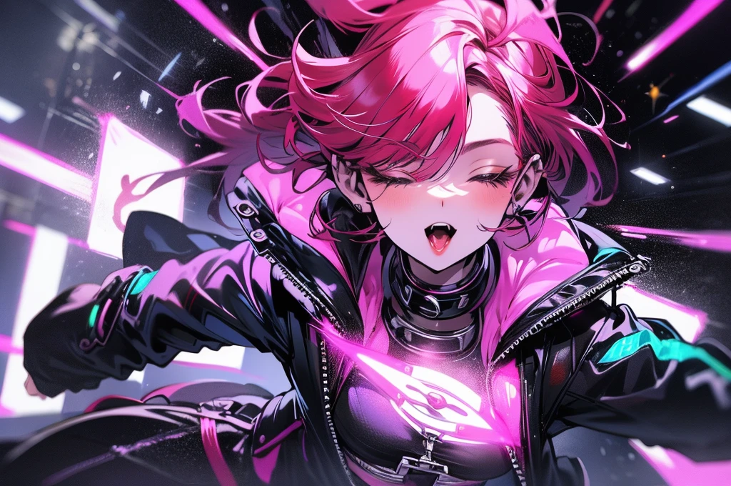 Best Quality, extremely high resolution He transports me to a cyberpunk world full of mystery and futurism. I imagine this girl(Only one) anime on his cyberpunk motorcycle, surrounded by neon lights in a night city. His purple and black suit.., The shiny chains and her red hair create an intriguing image... The motorcycle, with its shiny surface and cat-shaped helmet, adds a touch of enigma. She is ready for an exciting night adventure..!!