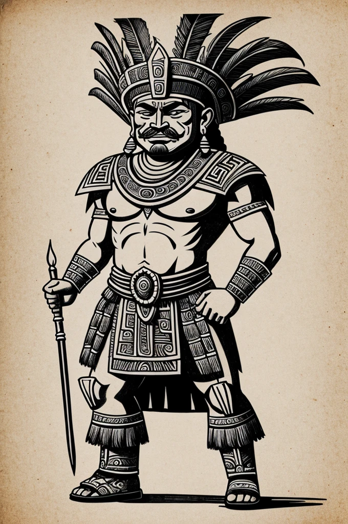Mayan king caricature simple drawing full body