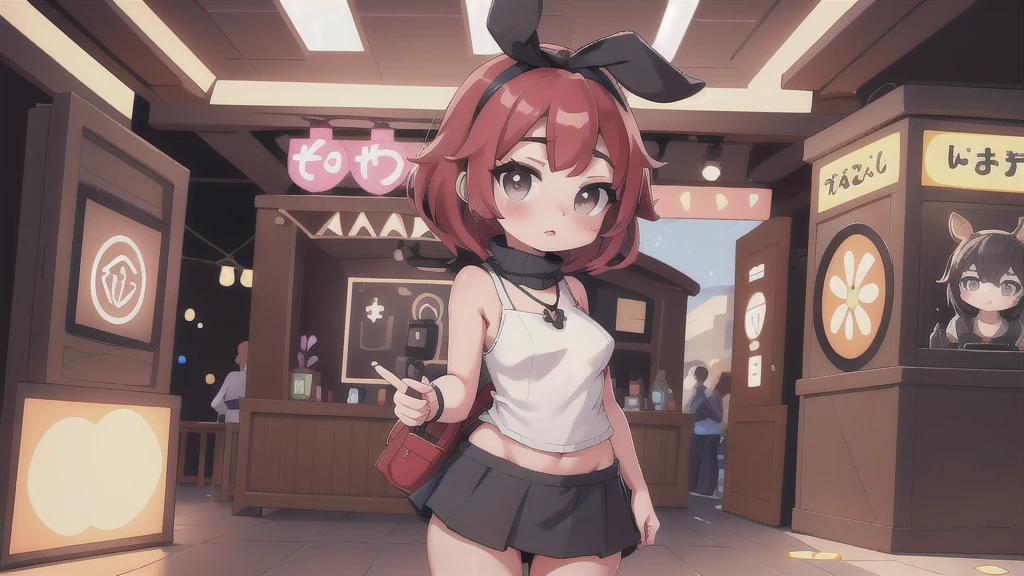 masutepiece, Best Quality, pixiv, Cowboy Shot, Red hair,
1girl in, breasts, blush, Sleeveless,Jewelry, Looking at Viewer, Skirt, Necklace, Solo, Bag, Sweaters, turtle neck, sleeveless turtleneck, Jacket, Sleeveless sweater, Long skirt, Medium Hair, Handbag、Confident rich woman standing in front of camera, Staring into the lens, Surrounded by a bustling recording scene with flashing lights, ,In the style of star art group Xing, 32K, Best Quality, masutepiece, Super Detail, high details,Girl in the video、Displayed on the monitor、(((pov))!