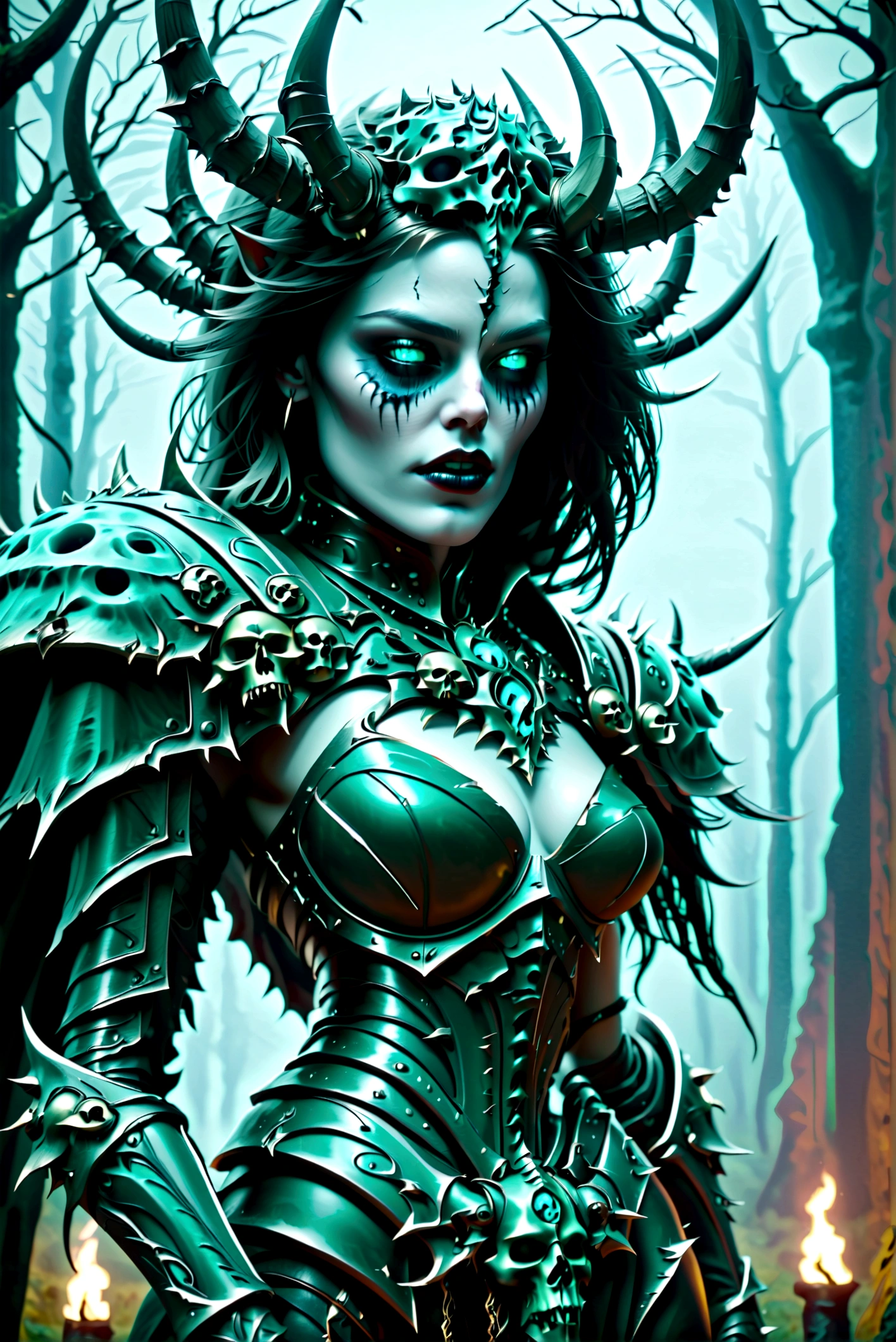 Create an image of a horrific sadistic gorgeous perfect Sexy seductive deathknight, undead head, seductive pose