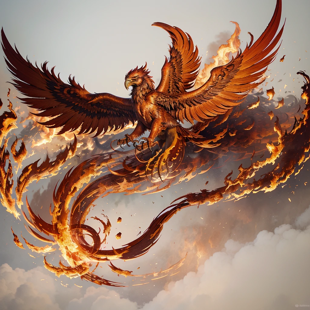 "Design a motivational logo that features a phoenix rising from the ashes, symbolizing rebirth and resilience. Incorporate flames and vibrant colors like red, orange, and gold to evoke a sense of power and determination. The design should be sleek and modern, with clean lines and a dynamic composition."