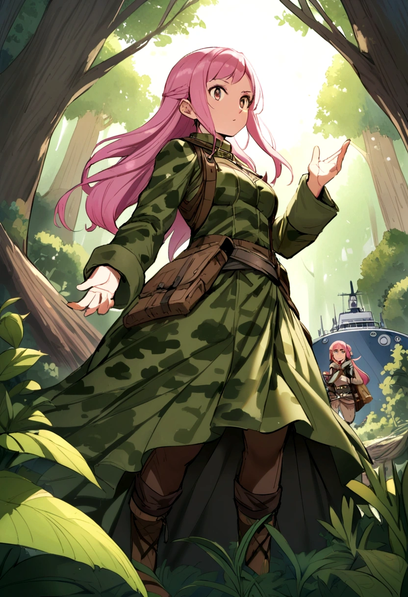 reconnoiter、in the forest、camouflage、Pink Hair、Ship