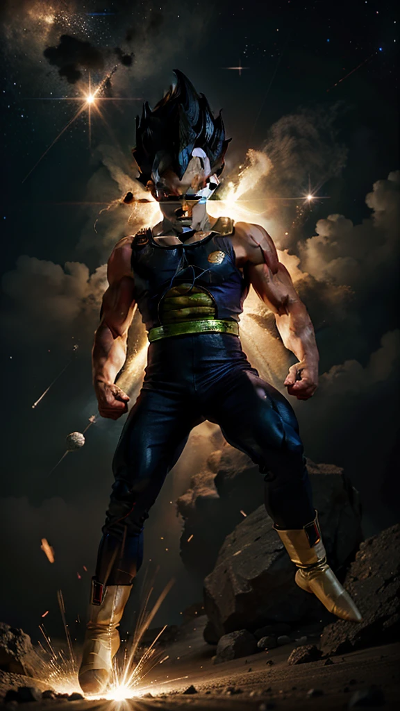 Vegeta,Super Saiyan mode,in outer space,Battle form