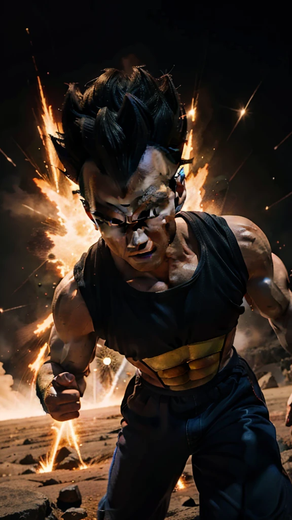 Vegeta，Super Saiyan mode，in outer space，Battle form