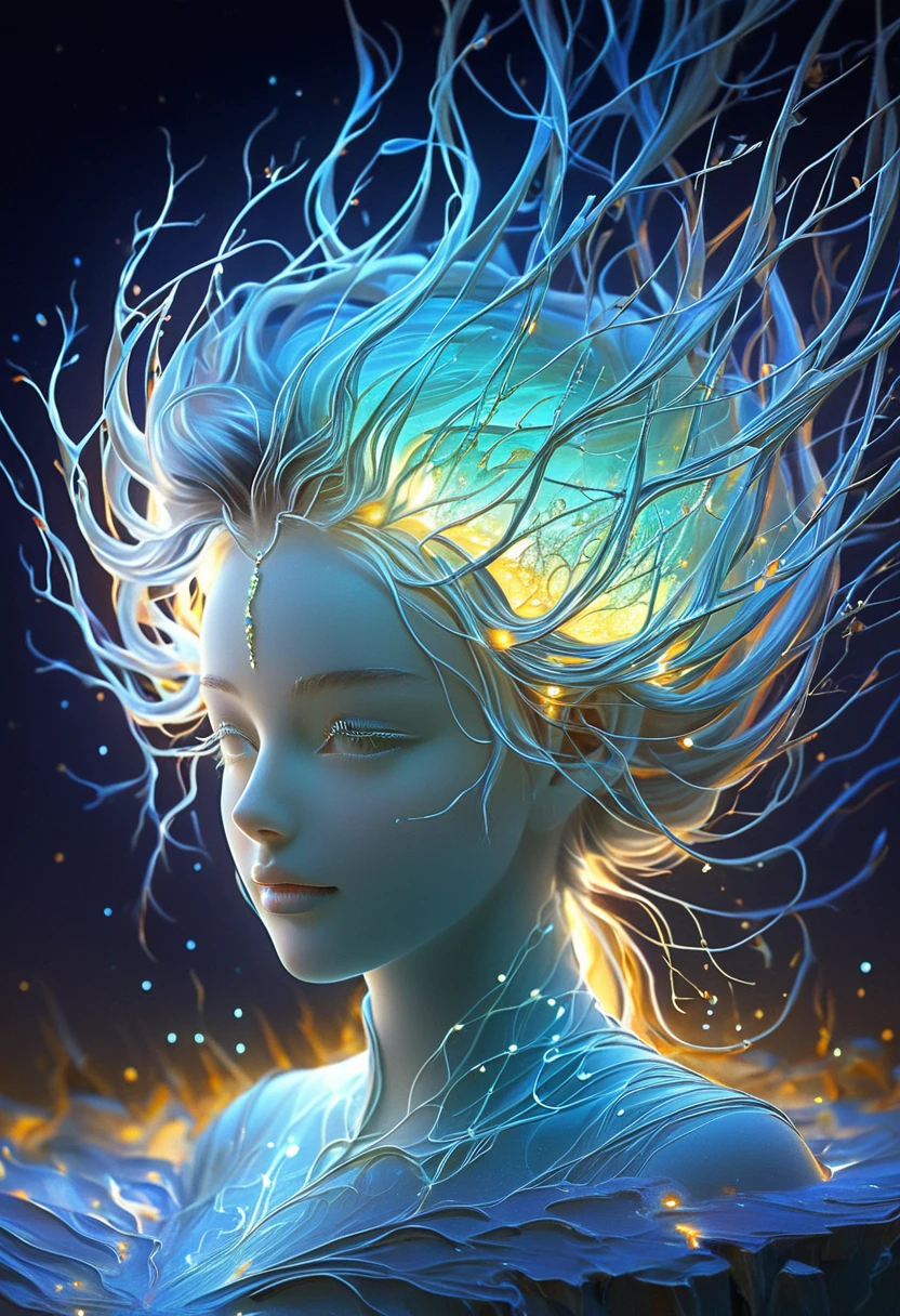 The thought is so powerful that it comes to life, manifesting as a vibrant and evocative image. on the canvas, we see a human mind, Their synapses shining like stars in the night. Thoughts flow through the mind like rivers of light, converging on a single focal point. That focal point is the thought that is seen in the image.. It's a thought of hope, of possibility, transformation. It is a thought that has the power to inspire, motivate and change the world. Hashtags: #ThoughtVisualized #CanvasWhite #SinapsisBrillantes #RiversOfLight #PuntoFocal #ThoughtHope #PossibilityThought #TransformationThought #PowerInspiring #Motivating Power #PowerofChange