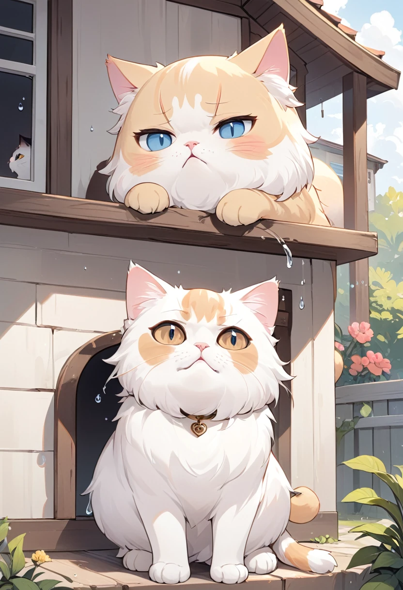 Persian cat, simple, house cat, White, cry, cute, anthropomorphism, simple배경,