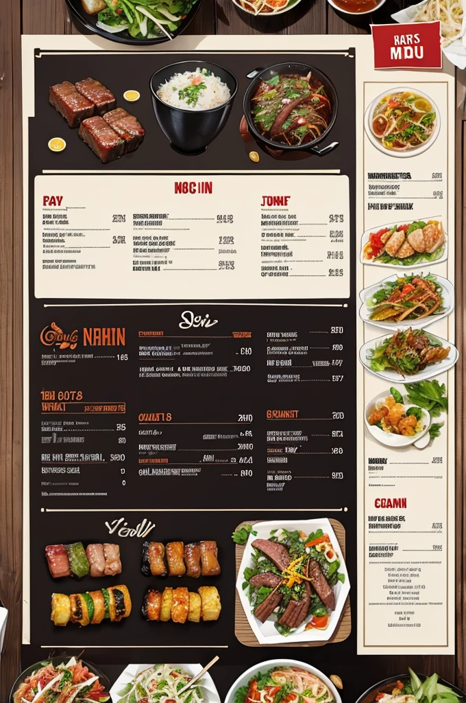 Vietnamese bbq food menu design 