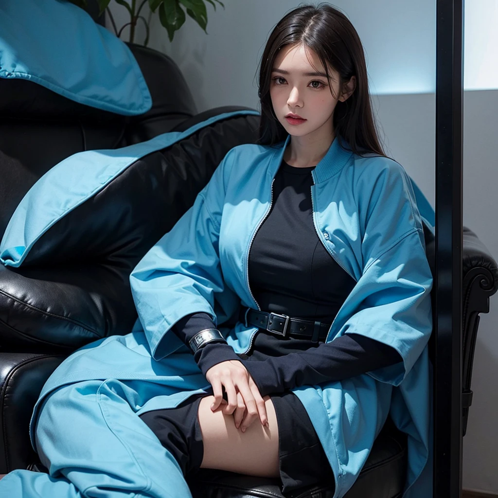 A woman defender dressed in blue(Image of MBTI advocate)is in trouble