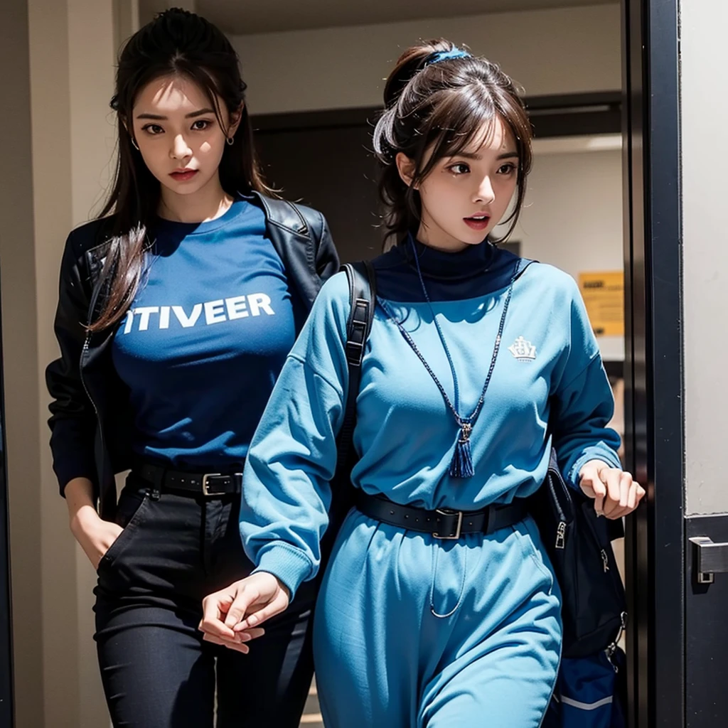 A woman defender dressed in blue(Image of MBTI advocate)is in trouble