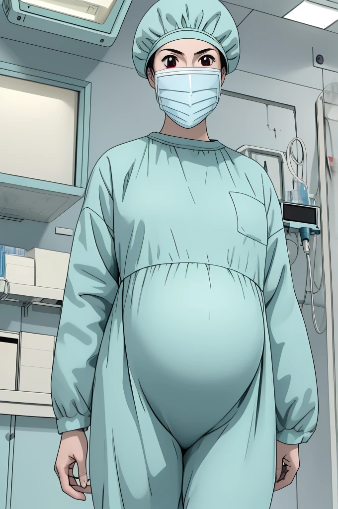 masterpiece, highest quality, (RAW photo, best quality), 1girl, pale skin, shy eyes, big breasts, pregnant, natural lighting, solo, upper body, hospital, in the operating room, surgical bet,
ray kasugano, pregnant with big belly, labcoat, (give a score of 9_give a score of 8_give a score of 7) long sleeve surgical gown, tight fitting, surgical cap, cover ears, surgical mask, surgical gloves, 