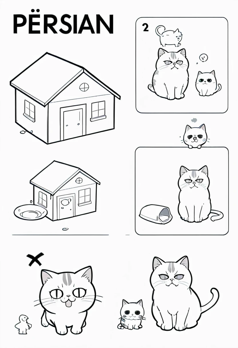 Persian cat, simple, house cat, White, cry, cute, anthropomorphism, simple배경,