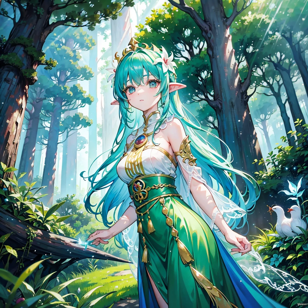 Scene 3: Meeting the Forest Guardian
Description: Lily meets the Forest Guardian, a wise and ancient tree spirit who guides her on her journey.
Prompt: "A wise and ancient tree spirit with a kind face and glowing eyes, meeting a young woman in an enchanted forest. The tree spirit is surrounded by magical light and has a protective, guardian-like presence."
Scene 4: The Hidden Village
Description: Lily discovers a hidden village inhabited by forest creatures who live in harmony with nature.
Prompt: "A hidden village in an enchanted forest, inhabited by forest creatures like talking animals and fairies. The village is made of tree houses, mushroom homes, and is filled with vibrant, natural beauty."