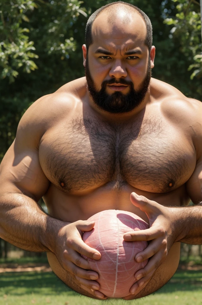 across with enormous testicles