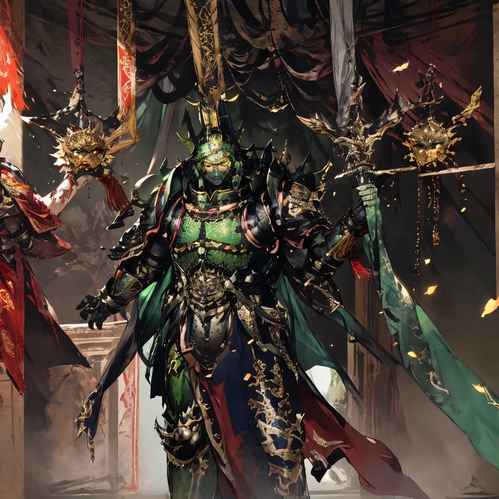 1 Boy,huge,After obtaining the Astarte, Space Marines, ,Green power armor, helmet, Red Eyes, Glowing eyes, indoors, street,In the Forbidden City,There is a golden dragon pattern on the armor,Green armor ,Green armor,Green armor,Green armor,Multiple angles of the mechanical arm on the armor, (masterpiece), (best quality), (Extremely detailed), very beautiful, illustration, Perfect composition, Intricate details, absurd,Chinese Heavy Armor,Chinese Heavy Armor,Chinese Heavy Armor,Chinese Heavy Armor,Chinese Heavy Armor,Chinese Heavy Armor,Astarte,Astarte,Astarte,Astarte,Astarte,Thick mask,Thick mask,Thick mask,Thick mask,Shining green Guandao,Shining green Guandao,Shining green Guandao,Shining green Guandao,Shining green Guandao,Shining green Guandao