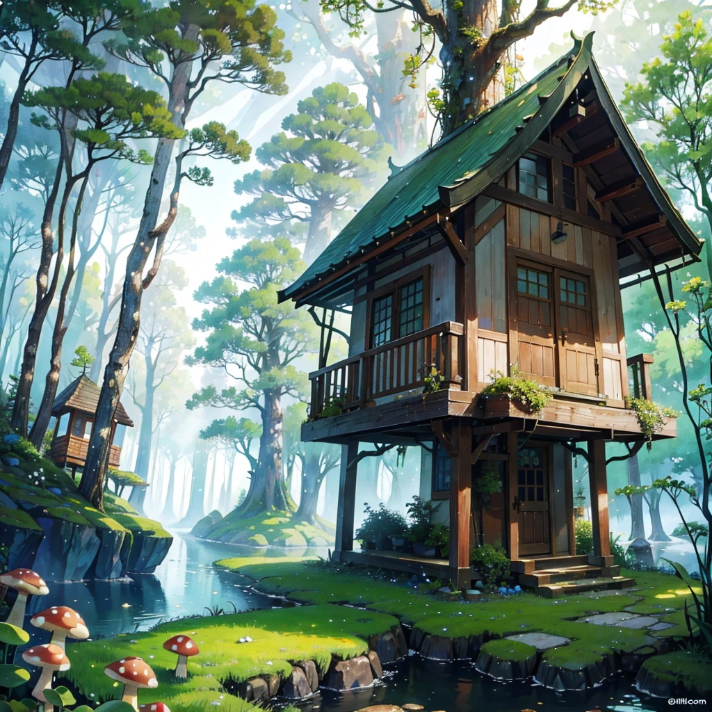 Scene 4: The Hidden Village
Description: Lily discovers a hidden village inhabited by forest creatures who live in harmony with nature.
Prompt: "A hidden village in an enchanted forest, inhabited by forest creatures like talking animals and fairies. The village is made of tree houses, mushroom homes, and is filled with vibrant, natural beauty."