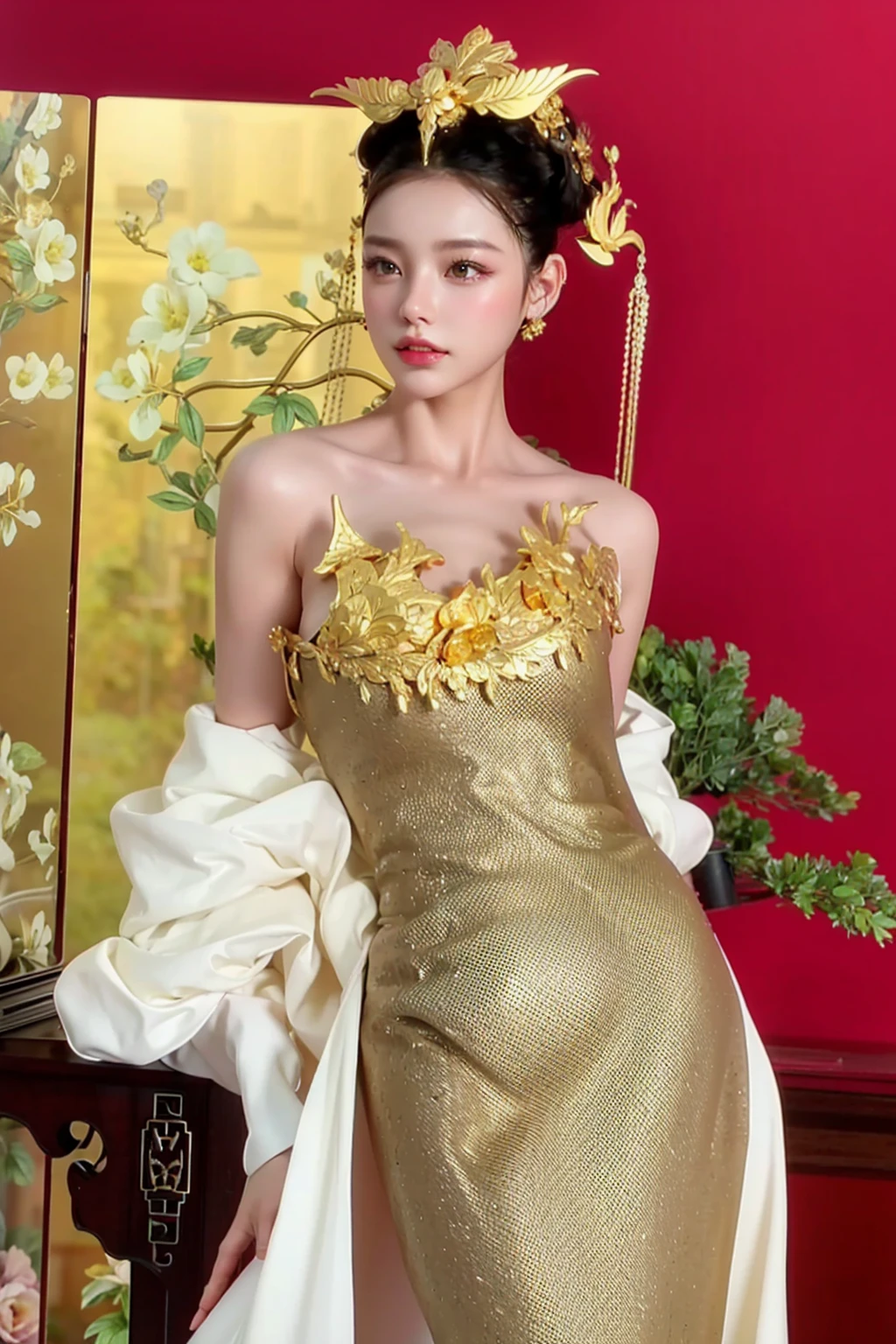 Game Art,CG Animation,Best image quality,Maximum resolution,8K picture quality,(A bust photo),(portrait),(Head close-up),(Rule of Thirds),Unreal Engine 5 rendering works,20 year old girl,((Queen)),The eyes are very detailed,(Large Breasts),Elegance and nobility,Ray Tracing,Game CG,((3D Unreal Engine)),OC rendering reflection mode,4K,Ultra-clear,Translucent lace,Fair and plump figure,Pretty Face,Glossy Gel Coat,身着华贵礼服的Queen,Gorgeous clothing,Luxurious and exquisite jewelry,Colorful makeup,Full figure,Dark red lipstick,精致Gorgeous clothing,Supermodel,Gold Jewelry,Luxurious clothing,