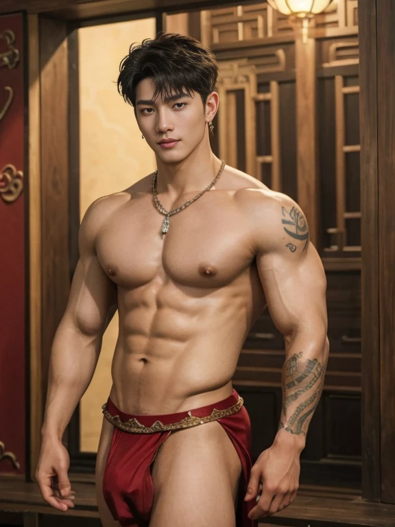 2 handsome boy tibetan kissig, touching lips, cuddle, grab the butts, romanctic, hug , naked, smiling, catching eyes , Chinese Men God, Mythology, realistic, Chinese odyssy, super Handsome,manly, kpop idol, handsome korean actor, 20 years old,, detailed face, manly jawline, manly chin, detailed mess curly styling hair, Topless, Muscles, big chest Athlete body, Full Frame,full body shoots, Sexy, realistic, human skin, tattoo breast, Professional studio Lighting, long red tibetan Outfit, jade and golden pendent all over , detailed jewery in dress, earings,Chinese ancient tibetan temple Background,out door, super detailed background,look at camera , open mouth, super sexy loincloth Underwear , big bulge, tibetan Warrior, Hanfu red wedding dress, tibetan Male, tibet Nobel, Seduce , bare chest , tattoo chest, tattoo arms, tattoo hands, tattoo back, tattoo legs , detailed buddism tattoos, big juicy butts, bare butts, long big dick masturbate,