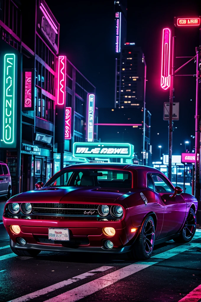 Challenger in a neon city