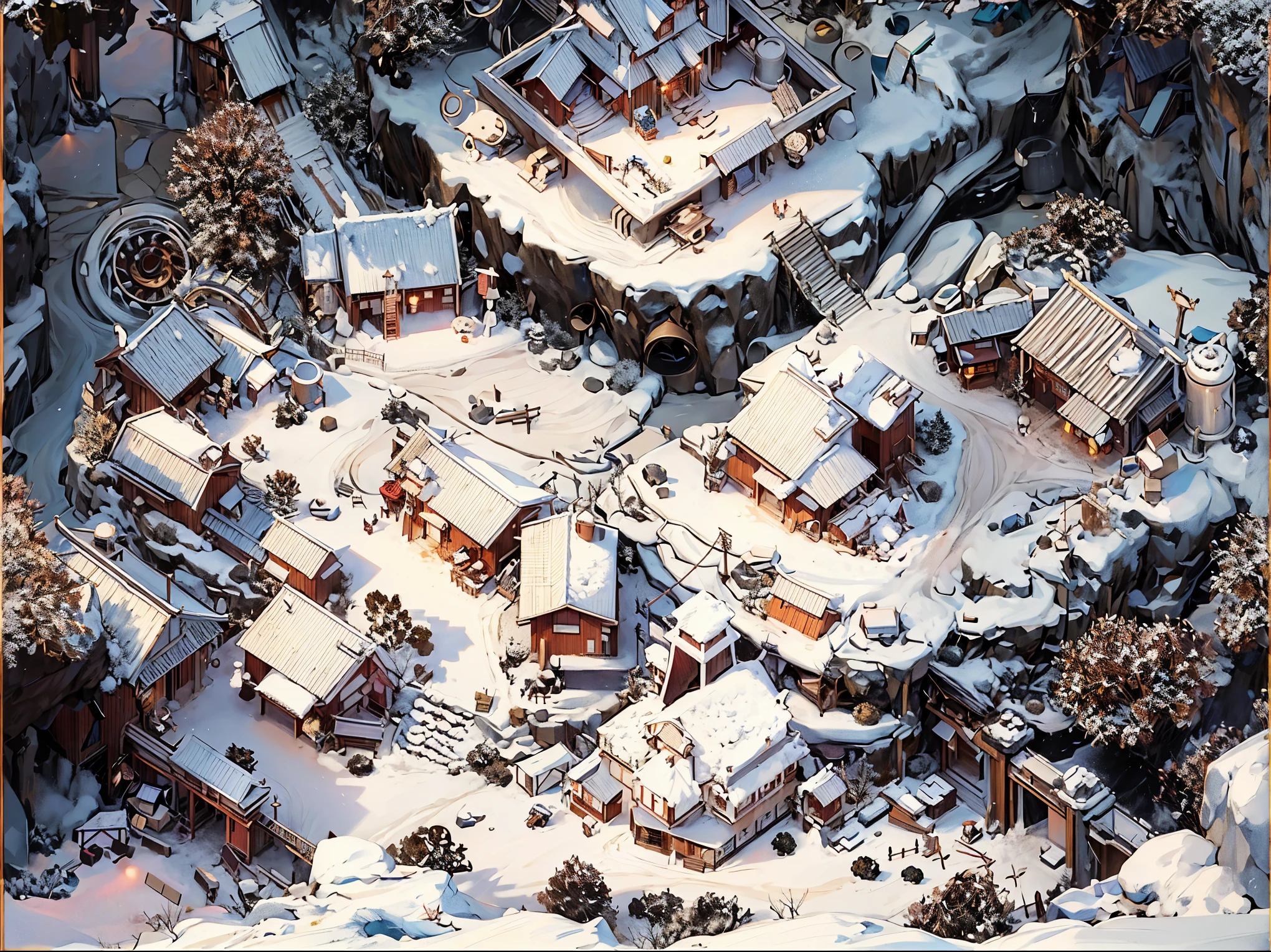 (winter,snow,下snow,积snow,:1.3)(absurd, high resolution, Extremely detailed, Human Development Report), masterpiece, best quality, Mana Town legend, 圣Light黎明控制台, Portrait of a place, Nostalgic place, town of Light, detailed landscape, in a Mana Town legend, Light, Location Town, landscape, Professional photos, path town detailed landscape, Detailed background