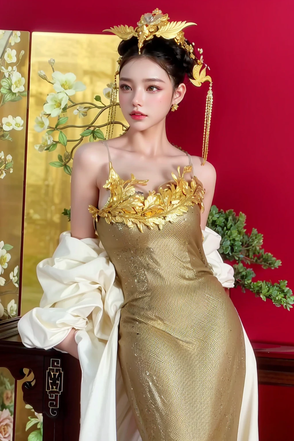 Game Art,CG Animation,Best image quality,Maximum resolution,8K picture quality,(A bust photo),(portrait),(Head close-up),(Rule of Thirds),Unreal Engine 5 rendering works,20 year old girl,((Queen)),The eyes are very detailed,(Large Breasts),Elegance and nobility,Ray Tracing,Game CG,((3D Unreal Engine)),OC rendering reflection mode,4K,Ultra-clear,Translucent lace,Fair and plump figure,Pretty Face,Glossy Gel Coat,身着华贵礼服的Queen,Gorgeous clothing,Luxurious and exquisite jewelry,Colorful makeup,Full figure,Dark red lipstick,精致Gorgeous clothing,Supermodel,Gold Jewelry,Luxurious clothing,