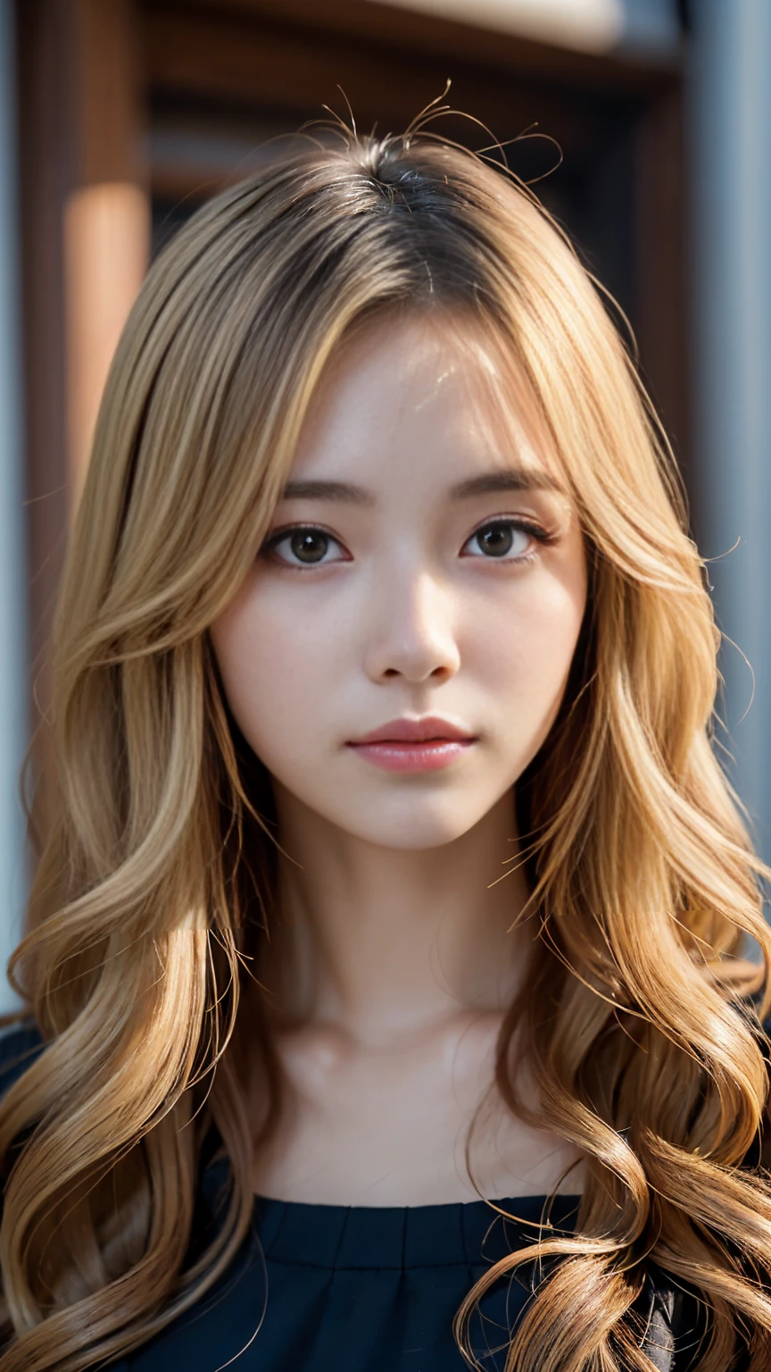 ((((blonde、Super long hair、とてもLong Hair、Wavy Hair、blonde、Look forward、Nordic)))))))、blonde、Tabletop, Highest quality, Photorealistic, In detail, High resolution, 8k wallpaper, Perfect dynamic composition, Beautiful attention to detail, Long Hair, Big ample 、24-years-old、(Droopy Eyes 1.4)、Adult Beauty、Japanese、Big Bre
