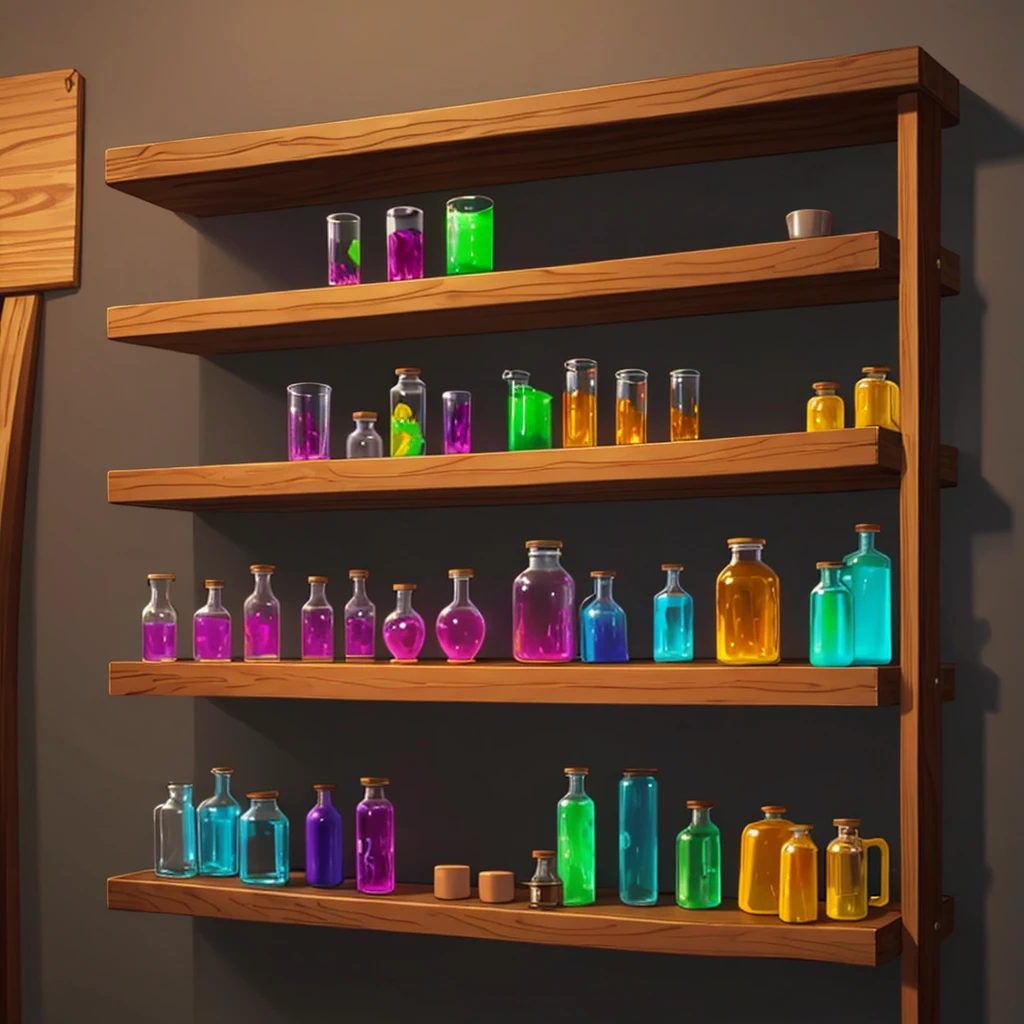 anime chemistry alchemist labs shelf on the wall
