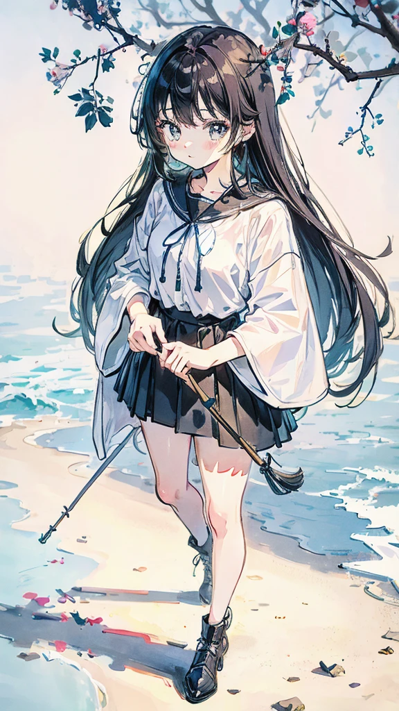 Cute girl and lots of sticks