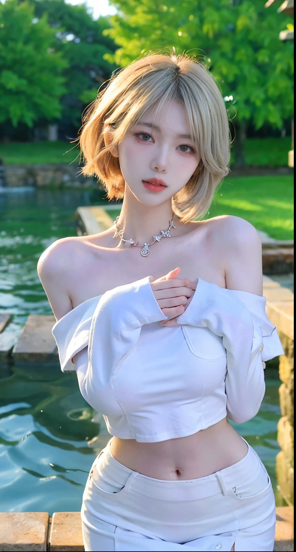 Beautiful woman with perfect figure:1.4，Swimming background，Desert Background，Ultra-high resolution，Seductive laughter，wear glasses，White legs，（lifelike：1.4），Layered Hairstyle，White skin，Black mini pleated skirt，whole body，Very delicate face and skin texture，Double eyelids，Skin Whitening，Long hair，White hair，White，