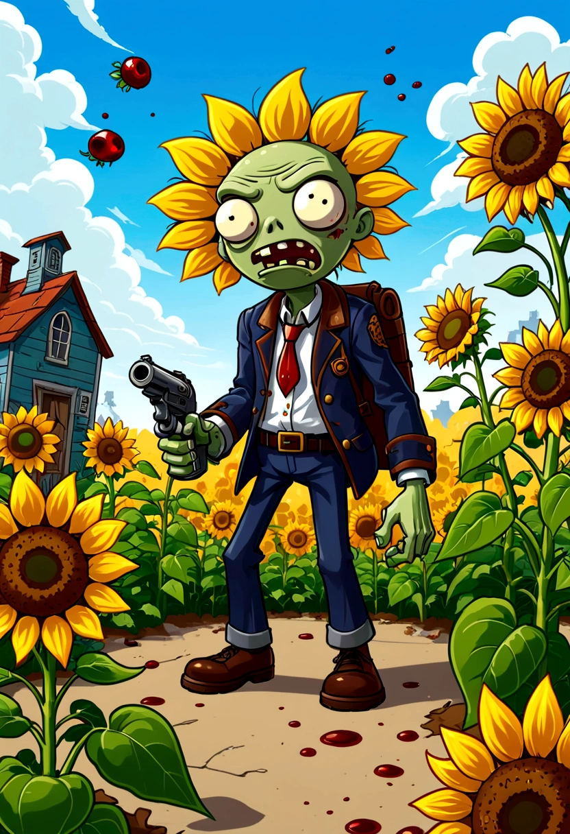 Plants vs. Zombies，game，fear，bloody，Old，Zombies。Pea shooter，Sunflower