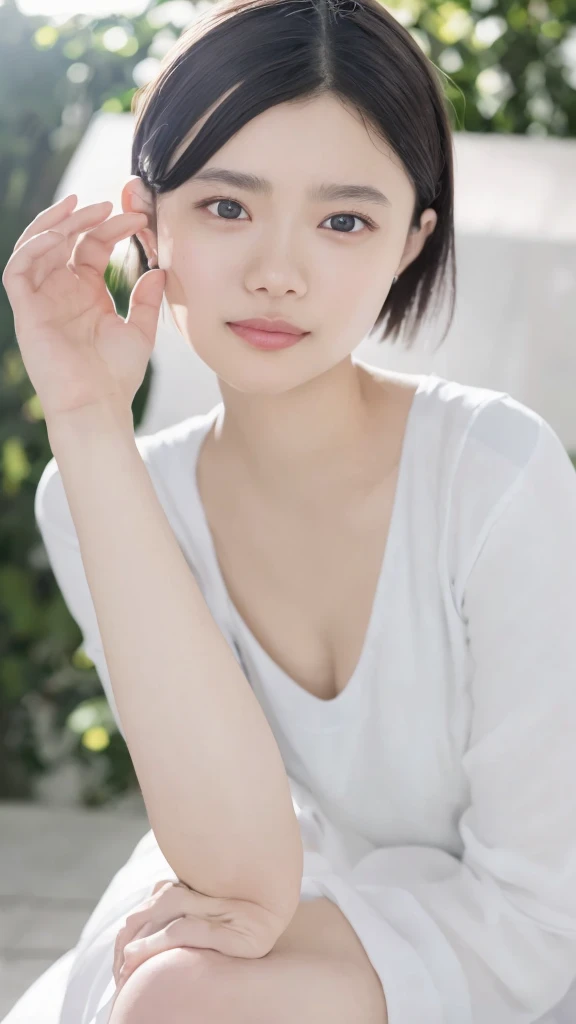 (((Extremely detailed:1.33、Ultra-high resolution、masterpiece:1.27、Highest quality)))、顔のUltra-high resolutionクローズアップ、long, straight black hair、So that every single hair is clearly visible、The subtle color changes of hair depending on how the light hits it、 The skin is white and smooth、Skin has a natural glow、Fine skin texture、Representing the fine details of pores、Details of the light redness on the forehead and cheeks、The eyes are almond-shaped and dark brown.、Eyes with fine iris details、The eyes depict color gradations and patterns.、Long, natural-looking eyelashes, each and every one visible、Well-groomed eyebrows、眉毛のindivual々The hair is clearly visible、Light reflecting off into the eye、The light in the eyes creates small highlights、The nose is delicate、Fine detail on the nostrils、Lips are plump and naturally pink、Depicts the fine lines and soft curves of the lips、lips are shiny and、The gloss on your lips accentuates their shape.、(((Detailed depiction of lip texture、Particular attention to the depiction of light and shadow、Soft natural light gently illuminates the face from the front、A faint glow on the forehead、A slight shine on the nose、A slight glow on the cheeks、Shadows are cast softly along the contours of the face、Accentuate the sides of your cheekbones、Accentuate the sides of the jawline、Emphasize the sides of the nose、The gloss on her lips reflects the light faintly、Lips emphasize the plump texture、The shadow of the hair gives depth and dimension、indivual々The hair shines in the light、The background is simple and blurred.、Focus on the face