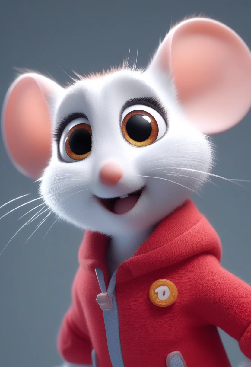 little white mouse in red jacket, insanely cute, cinematic lighting, intricately crafted pattern, pixar style, anthropomorphic, arms spread horizontally, shot from the front, big eyes, smiling, flowing, attractive, immortal, fluffy, shiny fur, ptals, fairy tale, Unreal Engine 5 and Octane rendering, incredibly detailed, 4K, trending on art station, nice, ultra wide, 4K --10 per:16 --test --video --upbeta