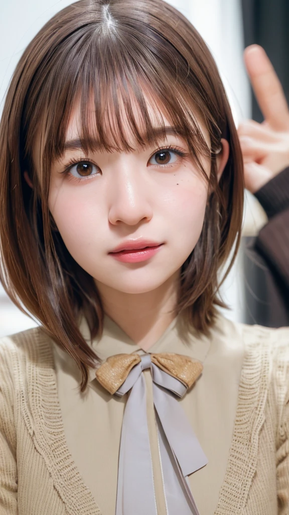 (((Extremely detailed、Ultra-high resolution、masterpiece、Highest quality)))、顔のUltra-high resolutionクローズアップ、long, straight black hair、So that every single hair is clearly visible、The subtle color changes of hair depending on how the light hits it、 The skin is white and smooth、Skin has a natural glow、Fine skin texture、Representing the fine details of pores、Details of the light redness on the forehead and cheeks、The eyes are almond-shaped and dark brown.、Eyes with fine iris details、The eyes depict color gradations and patterns.、Long, natural-looking eyelashes, each and every one visible、Well-groomed eyebrows、眉毛のindivual々The hair is clearly visible、Light reflecting off into the eye、The light in the eyes creates small highlights、The nose is delicate、Fine detail on the nostrils、Lips are plump and naturally pink、Depicts the fine lines and soft curves of the lips、lips are shiny and、The gloss on your lips accentuates their shape.、(((Detailed depiction of lip texture、Particular attention to the depiction of light and shadow、Soft natural light gently illuminates the face from the front、A faint glow on the forehead、A slight shine on the nose、A slight glow on the cheeks、Shadows are cast softly along the contours of the face、Accentuate the sides of your cheekbones、Accentuate the sides of the jawline、Emphasize the sides of the nose、The gloss on her lips reflects the light faintly、Lips emphasize the plump texture、The shadow of the hair gives depth and dimension、indivual々The hair shines in the light、The background is simple and blurred.、Focus on the face 