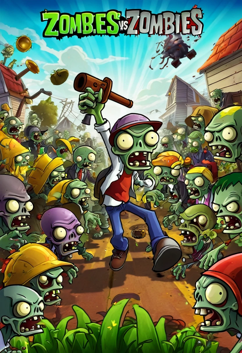 plants vs zombies is a game that is very fun, concept art by Dan Content, deviantart contest winner, conceptual art, zombies attack, promotional art, remaster, background artwork, gardening, hd screenshot, hd artwork, game illustration, loading screen, hq artwork, zombies, splash screen art, wallpaper - 1 0 2 4, high quality desktop wallpaper, hd remaster