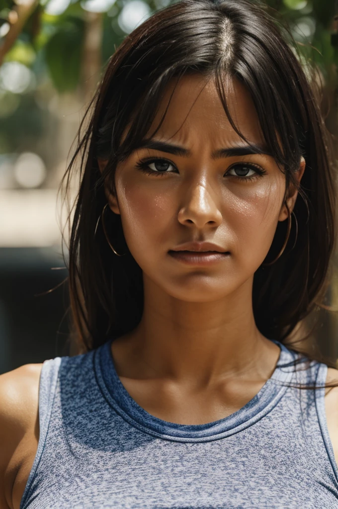 Woman full of sweat