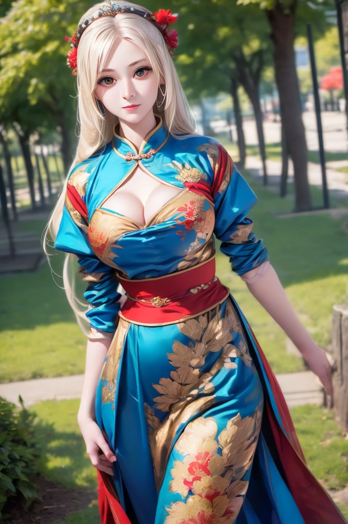 arafed woman in a blue dress with a red flower in her hair, a detailed painting inspired by Lan Ying, pixiv, fantasy art, ancient chinese princess, ancient chinese beauties, chinese princess, ancient asian dynasty princess, beautiful render of tang dynasty, a beautiful fantasy empress, chinese empress, palace ， a girl in hanfu, ((a beautiful fantasy empress))