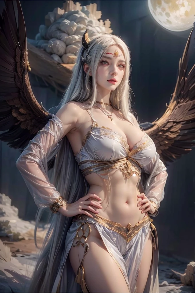 realistic, 1 women, best quality, 12k, HD, long hair, big round breasts, cleavage, ponytail, necklace, jewelry, shorts, short jacket, slim hips, hair tie, yellow eyes, black hair, super detailed, Eye details, hair details, person details, mouth details, face details, breast details, clothes details, hair details, pants details, hand details, whole body