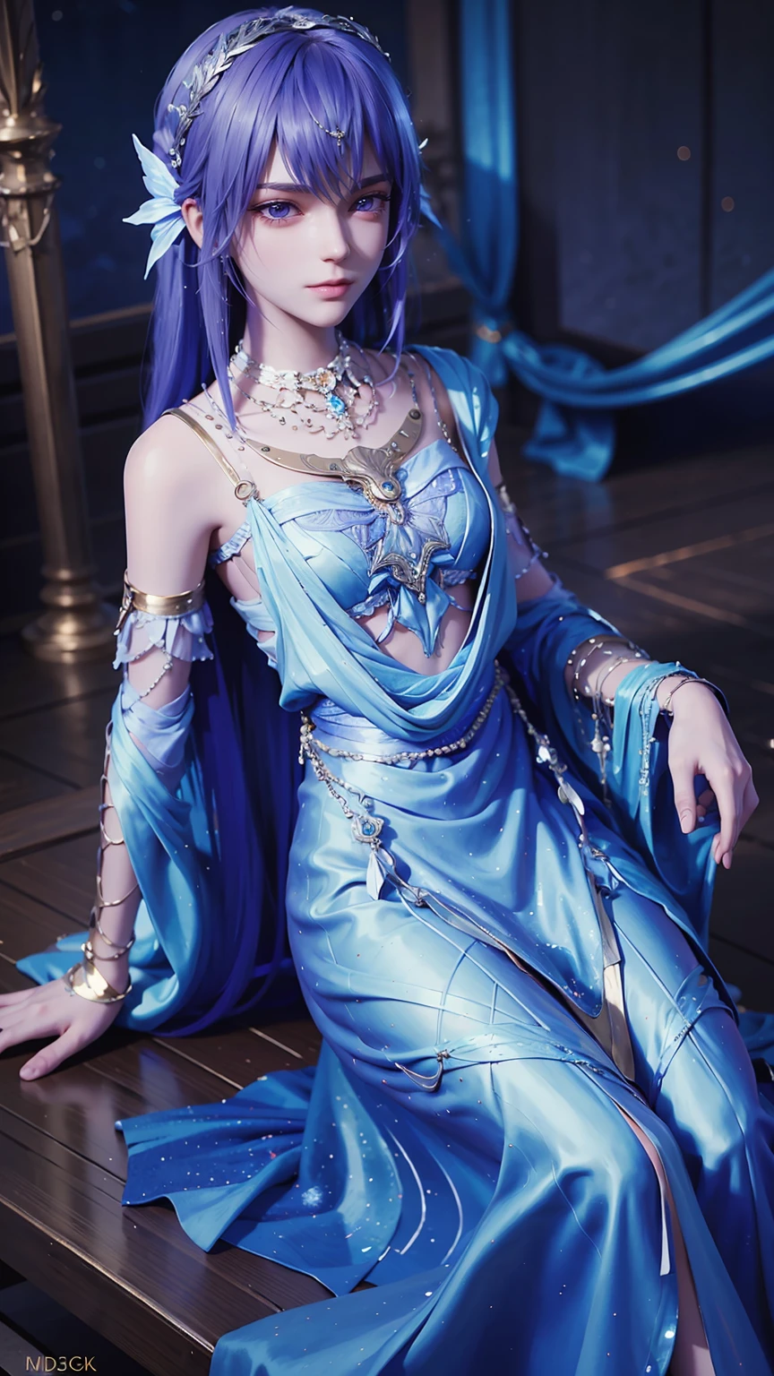a beautiful young woman with long hair, wearing a nightgown, sitting on a bed, barefoot, in a dress, lying on her side, cross-legged, full body shot, (best quality,4k,8k,highres,masterpiece:1.2),ultra-detailed,(realistic,photorealistic,photo-realistic:1.37),beautiful detailed eyes,beautiful detailed lips,extremely detailed eyes and face,longeyelashes,natural lighting,warm tones,soft focus,portraits,chiaroscuro,depth of field