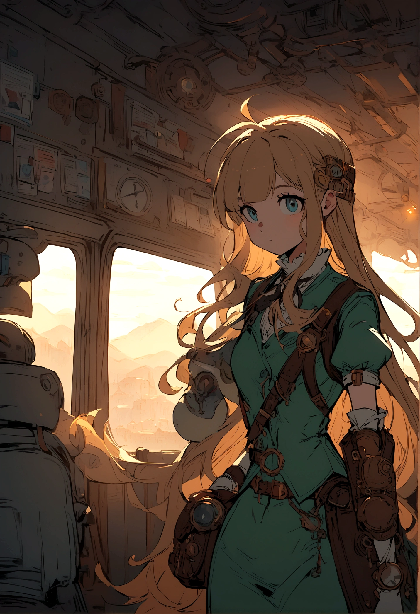 Girl in an ambulance in the style of a fantastic anime design like the steampunk style of the Adventure Time anime.