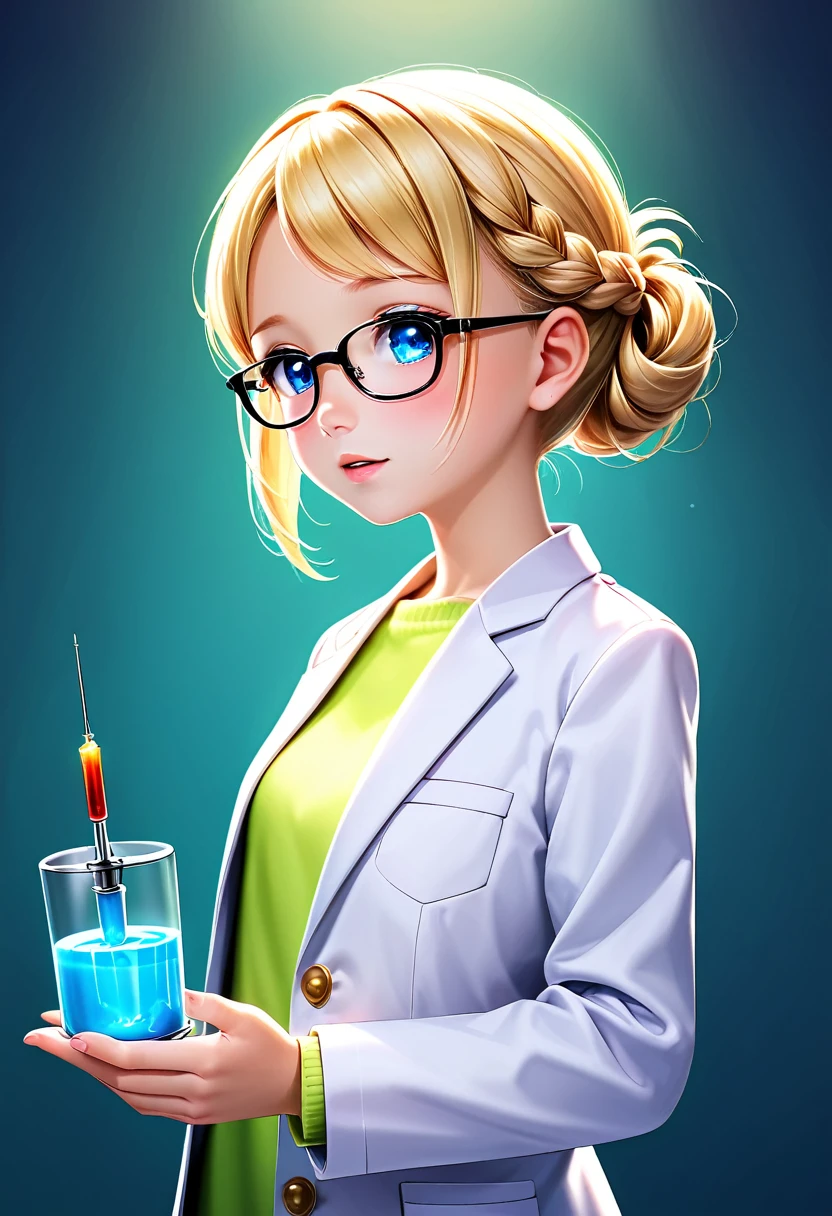Prompt
detailed illustration, (front view), (side view),dynamic angle, ultra-detailed, illustration, clean line art, shading, anime, detailed eyes, detailed face, beautiful face, dramatic lighting, detailed illustration, dynamic angle, ultra-detailed, illustration, single woman, masterpiece, masterwork, beautiful,
Thin, willowy, lithe, a cup breasts, narrow hips, creamy white skin, pale skin tone, blonde hair in a french braid, lab coat, glasses, professional, shy, quiet, mousy, conservatively dressed, puritanical, holding needle full of glowing liquid, submissive and breedable, young, youthful, 18 years old,