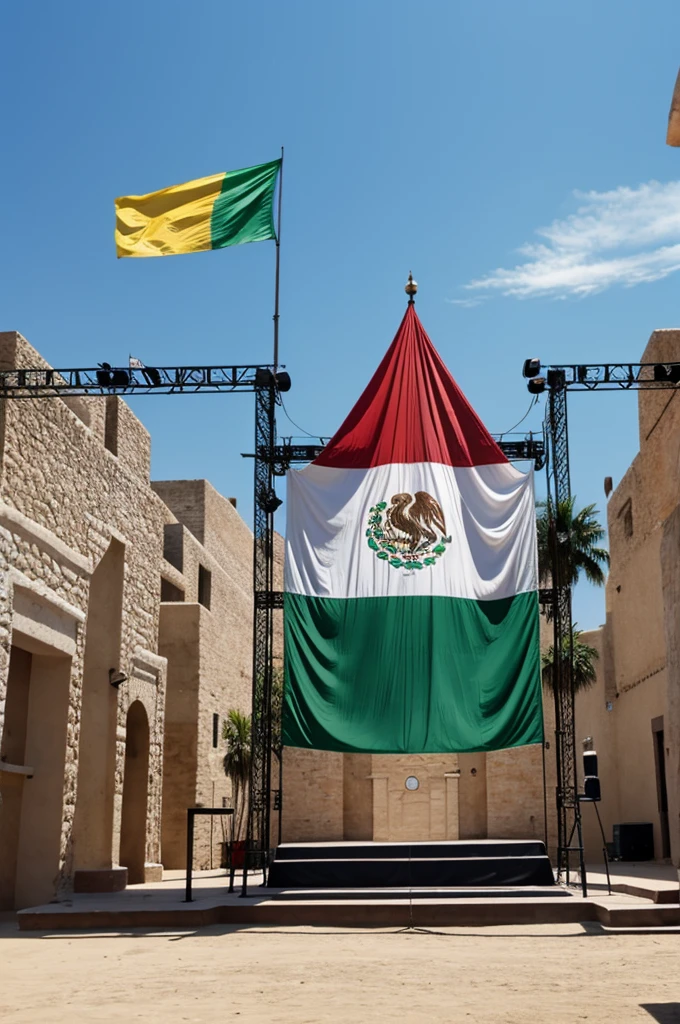 stage image, with a mexican flag