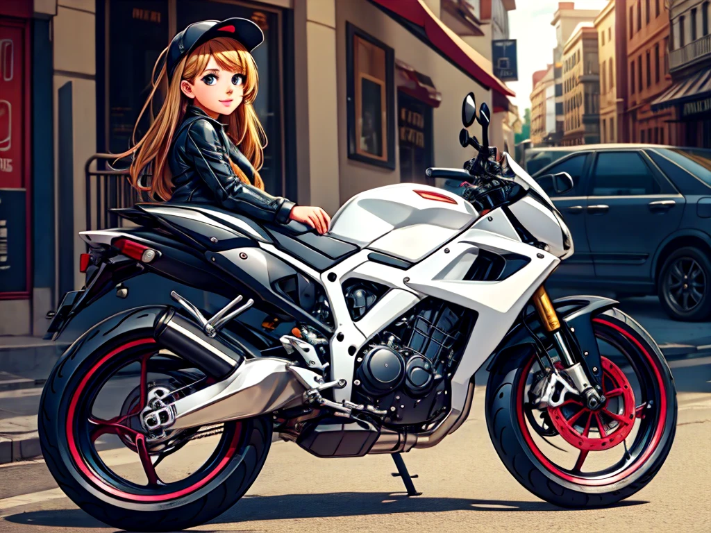 Cute girl riding super bike