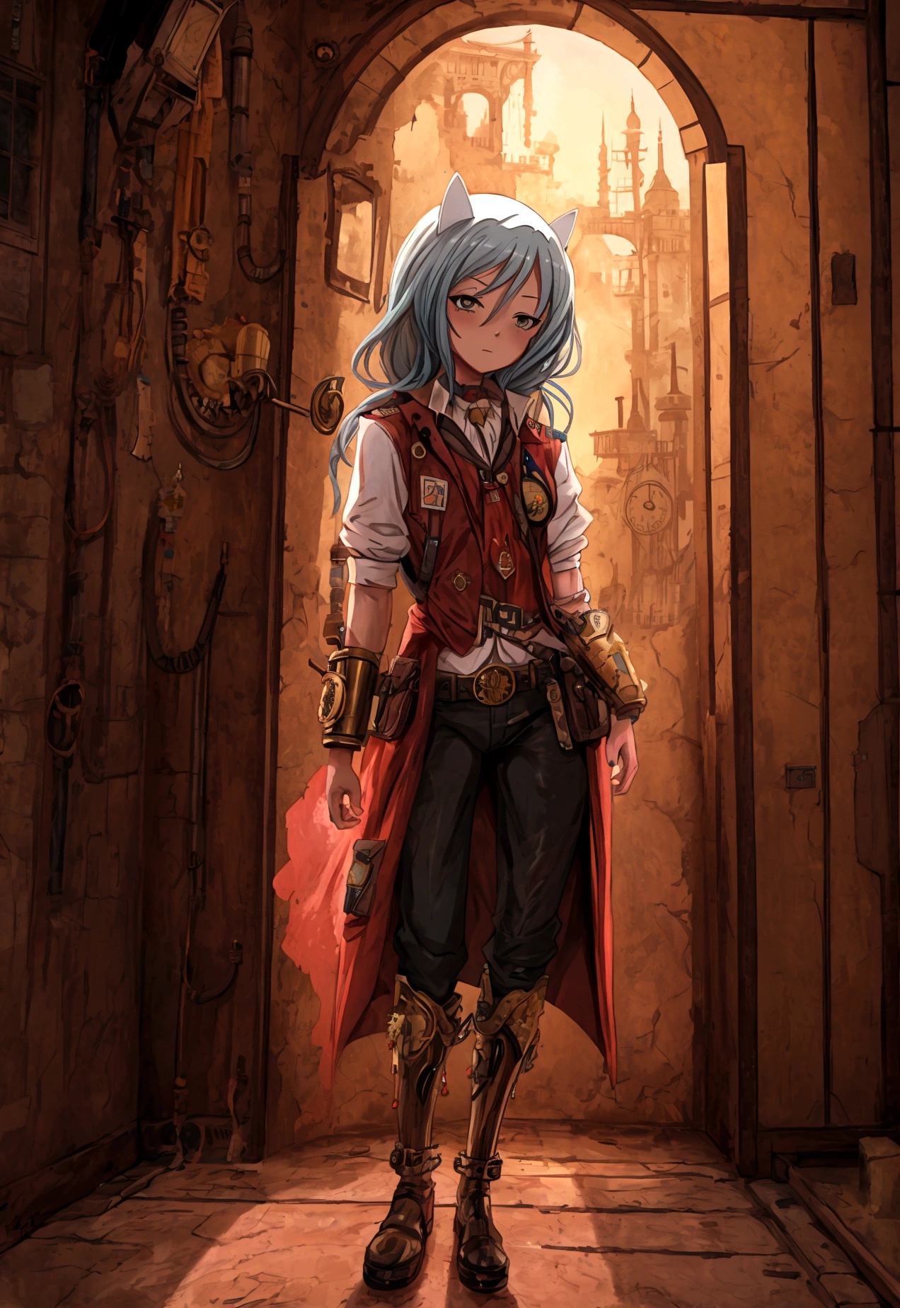 Girl in an ambulance in the style of a fantastic anime design like the steampunk style of the Adventure Time anime.