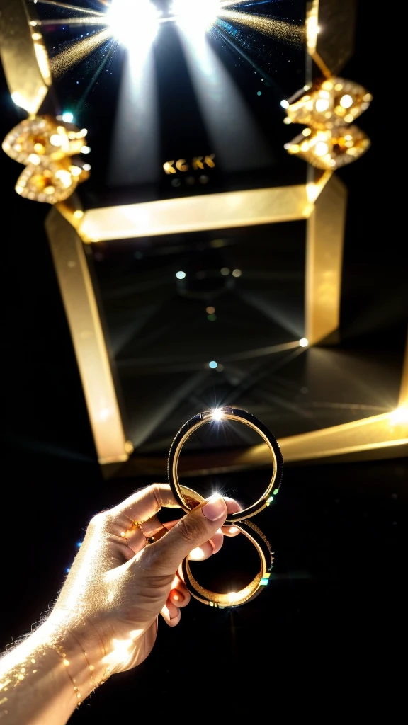(((landscape, no people, no humans, simple background, black background, reflexion on ground, black ground, ring with diamonds, golden ring, 18k ring, ultra detailed ring, focus on ring, close up, close up on ring))), (photorealistic, realistic, masterpiece, best quality, ultra detailed), 8k wallpaper, perfect balance, official art, extremely detailed CG unity 8k wallpaper, perfect lighting, Colorful, (masterpiece:1.0),(best_quality:1.0), ultra high res,4K,ultra-detailed, photography, 8K, HDR, highres, absurdres:1.2, Kodak portra 400, blurry background, bokeh, lens flare, professional photograph, (vibrant_color:1.2),
