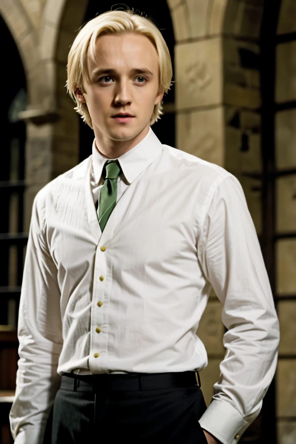 Draco Malfoy (tom felton)
With longer hair but maize 